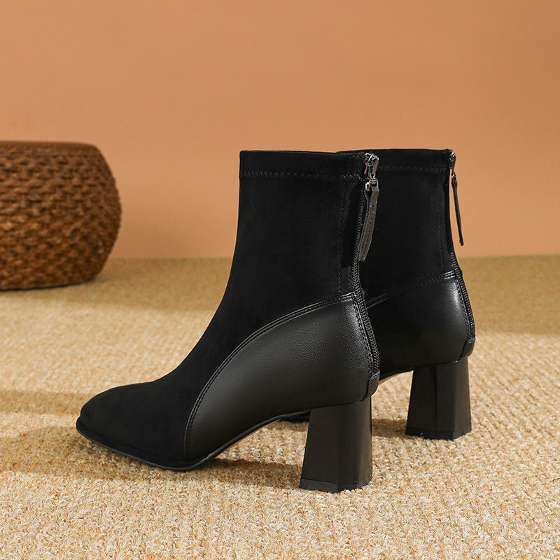 Square head France style boots fashion short boots