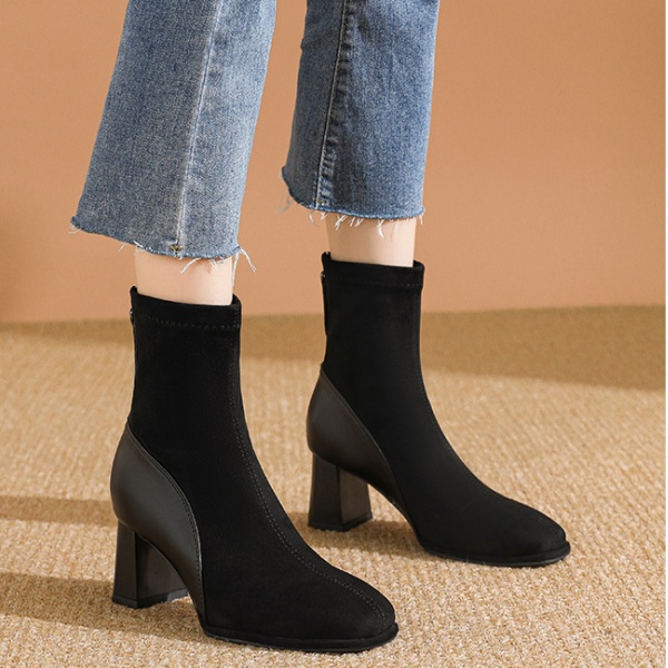 Square head France style boots fashion short boots