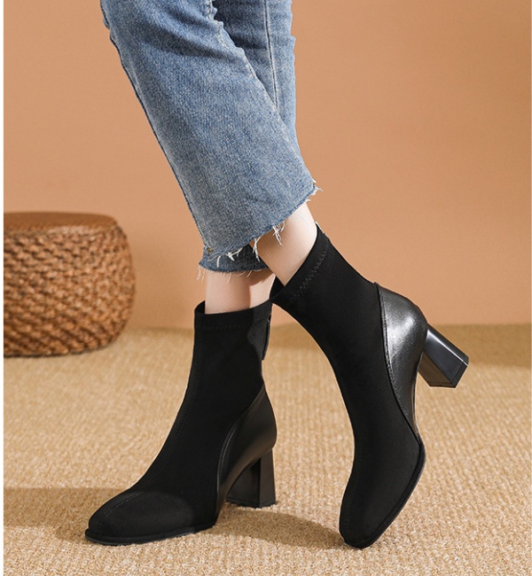 Square head France style boots fashion short boots