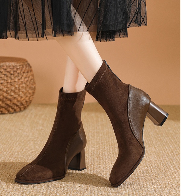 Square head France style boots fashion short boots