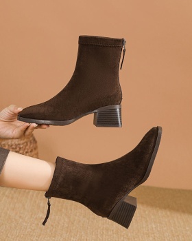 Slim square head short boots autumn and winter half Boots