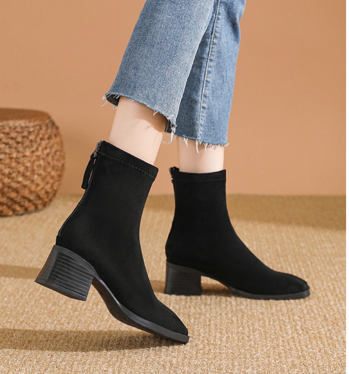 Slim square head short boots autumn and winter half Boots