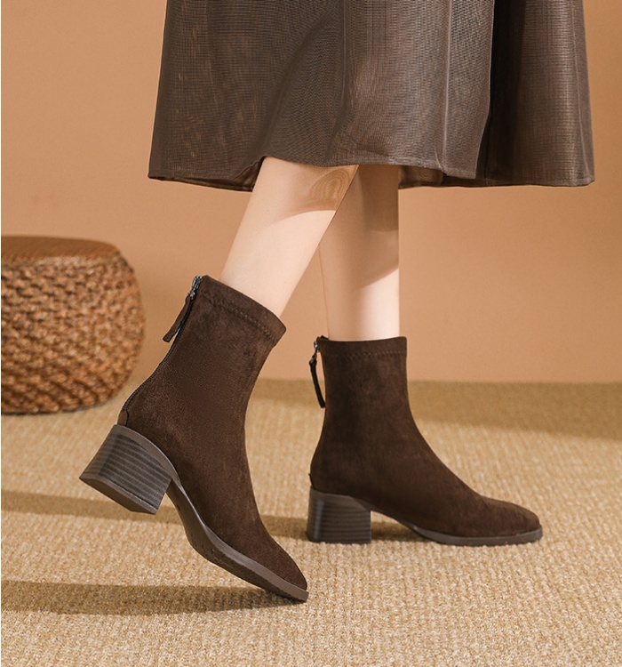 Slim square head short boots autumn and winter half Boots