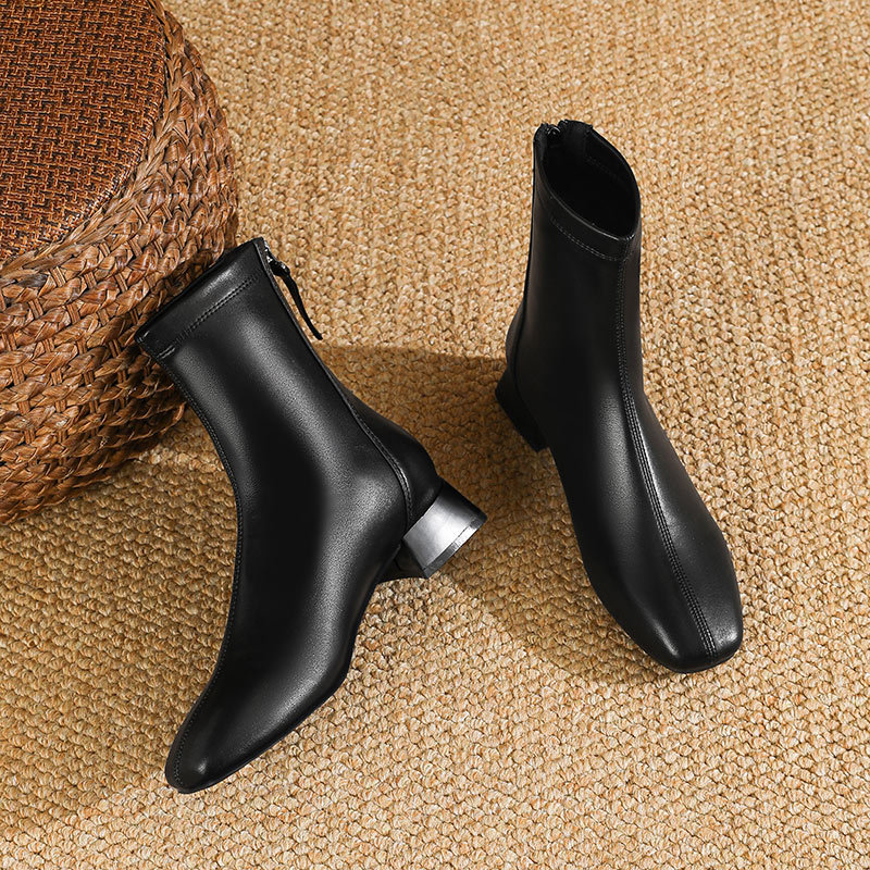 Thick spring and autumn boots low short boots for women