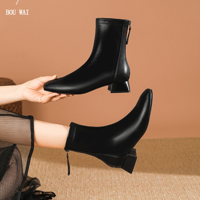 Thick spring and autumn boots low short boots for women