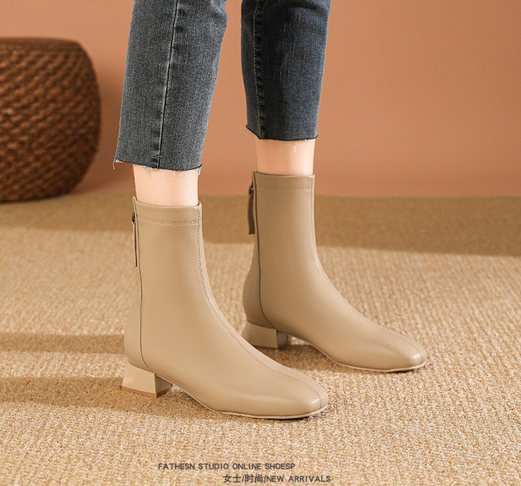 Thick spring and autumn boots low short boots for women