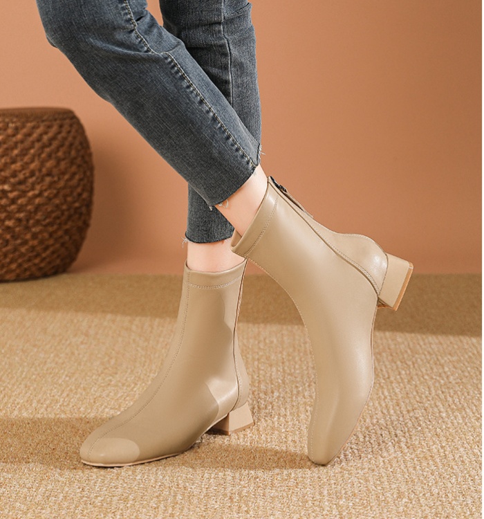 Thick spring and autumn boots low short boots for women