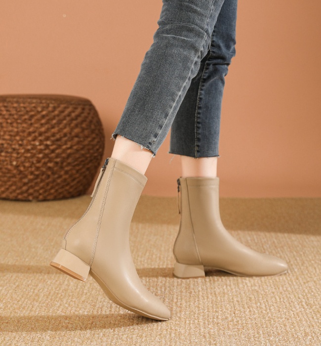 Thick spring and autumn boots low short boots for women