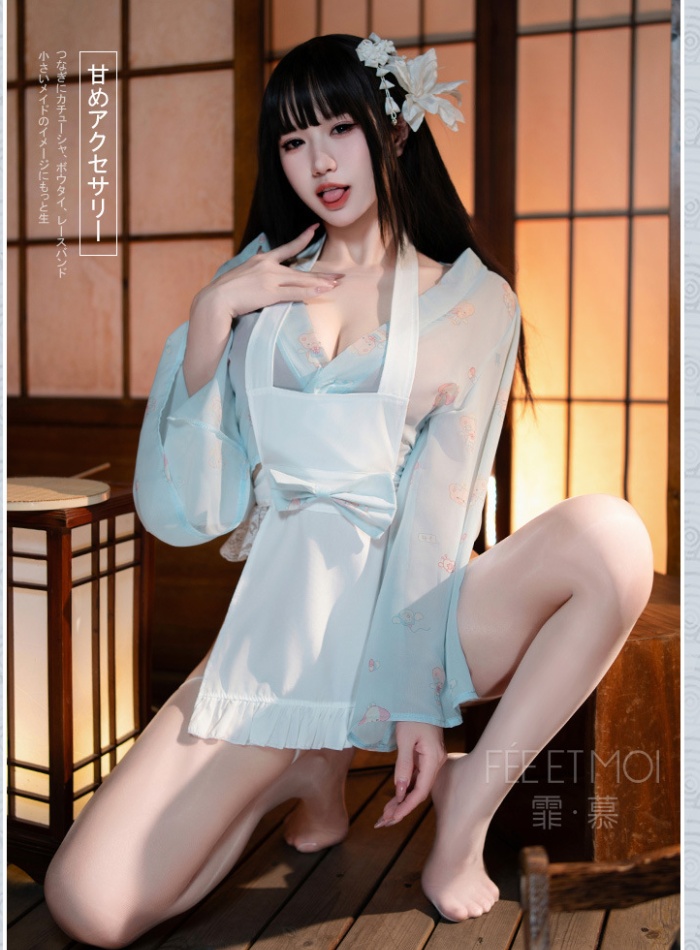 Enticement Sexy underwear exposed buttocks kimono a set