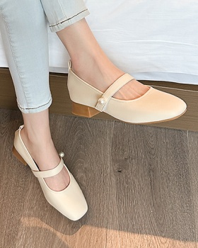 France style low skirt square head shoes for women