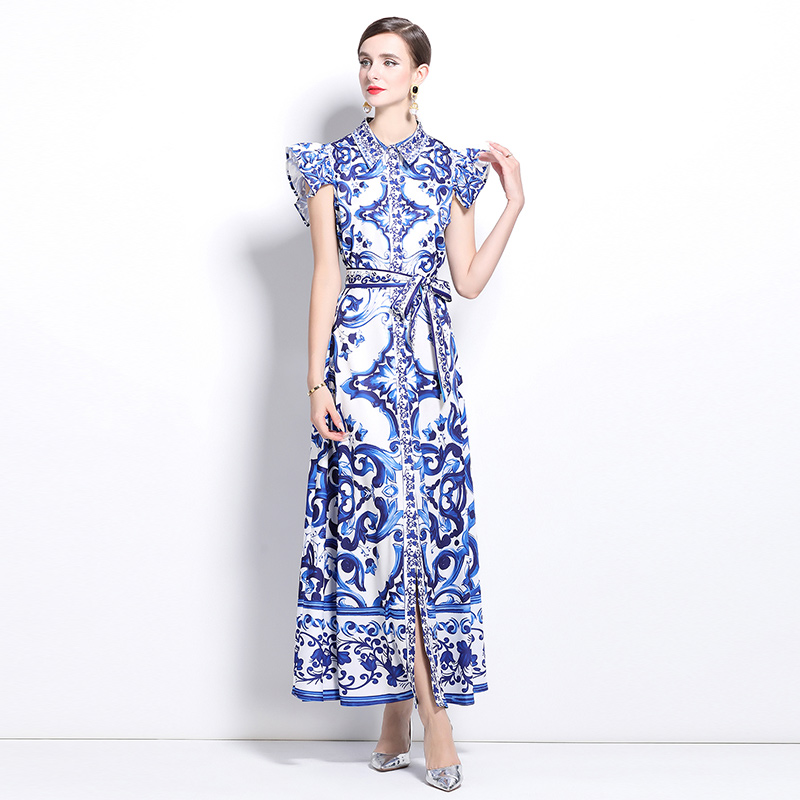 All-match fashion pinched waist slim dress