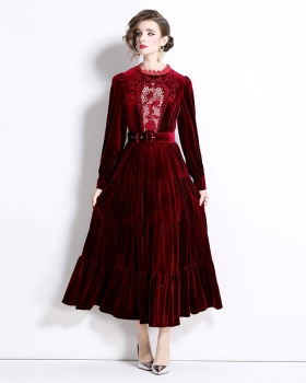 Embroidered temperament autumn and winter dress