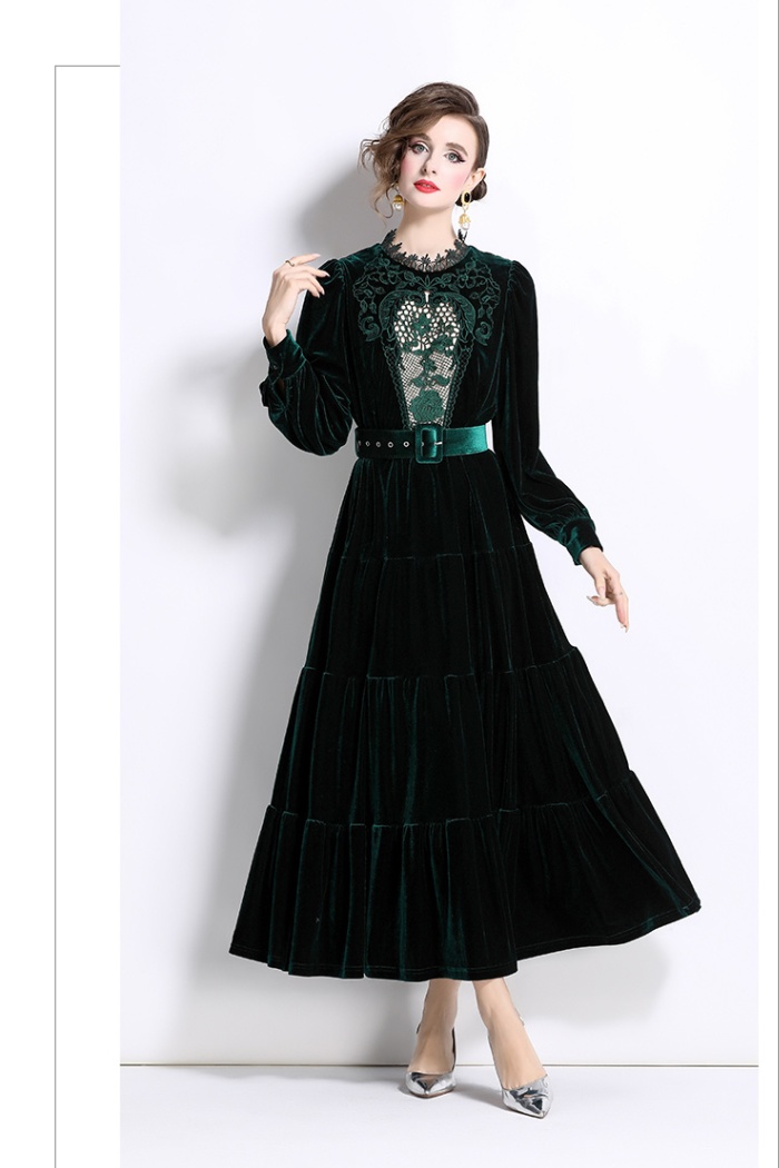 Embroidered temperament autumn and winter dress