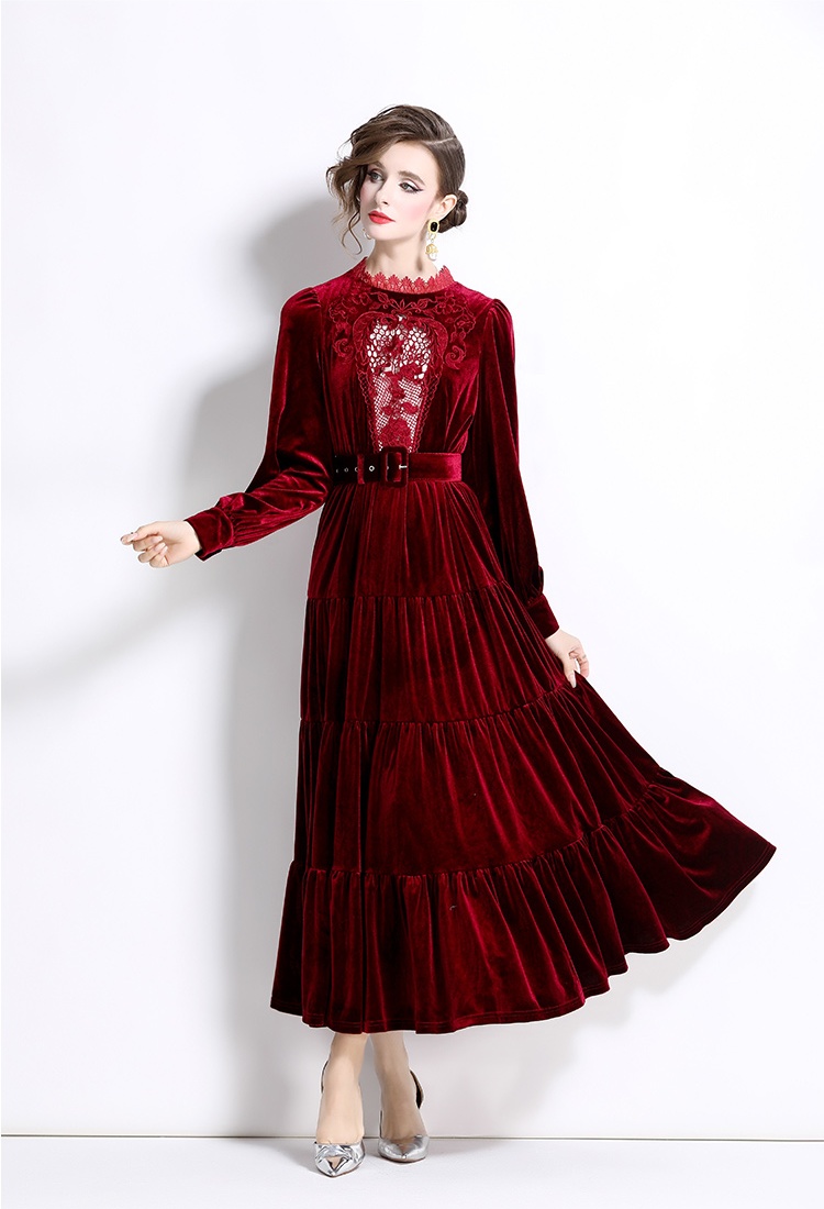 Embroidered temperament autumn and winter dress