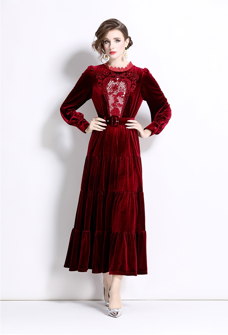 Embroidered temperament autumn and winter dress