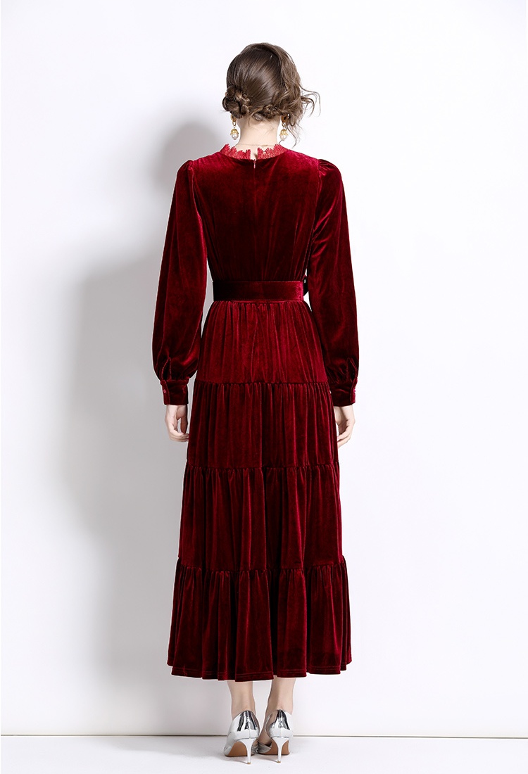 Embroidered temperament autumn and winter dress