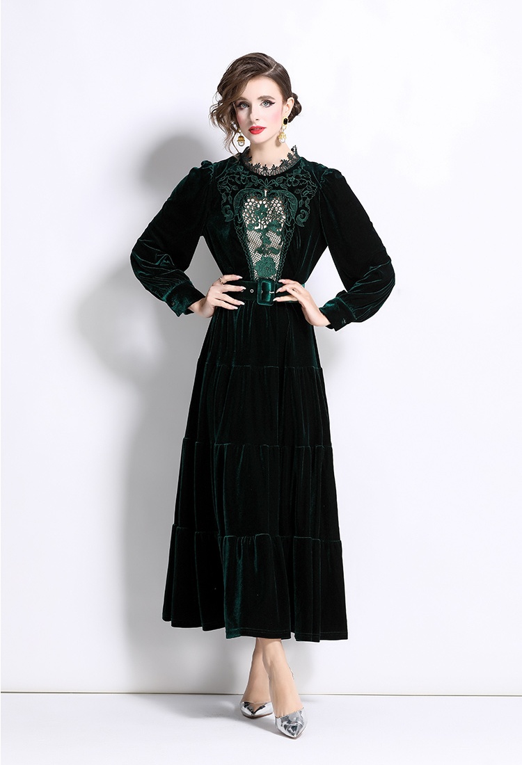 Embroidered temperament autumn and winter dress