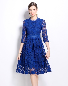 Slim long sleeve hollow lace fashion dress