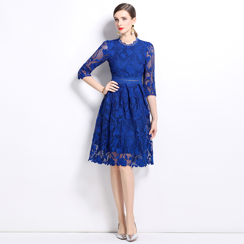 Slim long sleeve hollow lace fashion dress