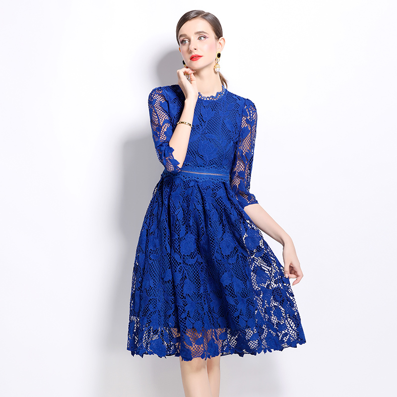 Slim long sleeve hollow lace fashion dress