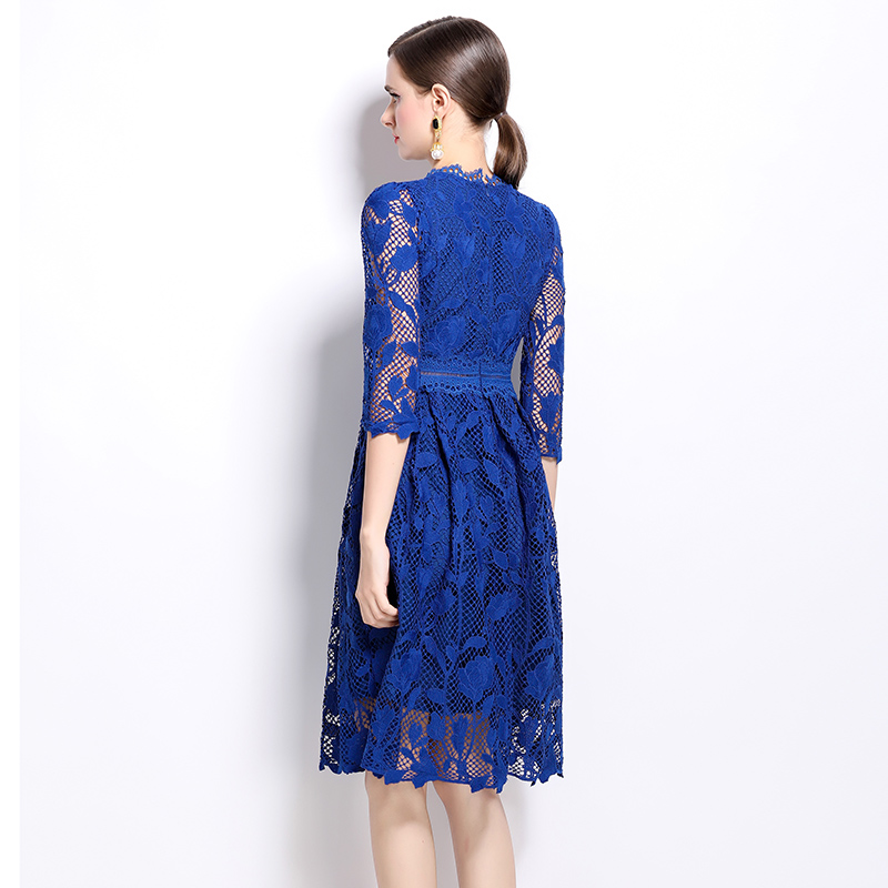 Slim long sleeve hollow lace fashion dress