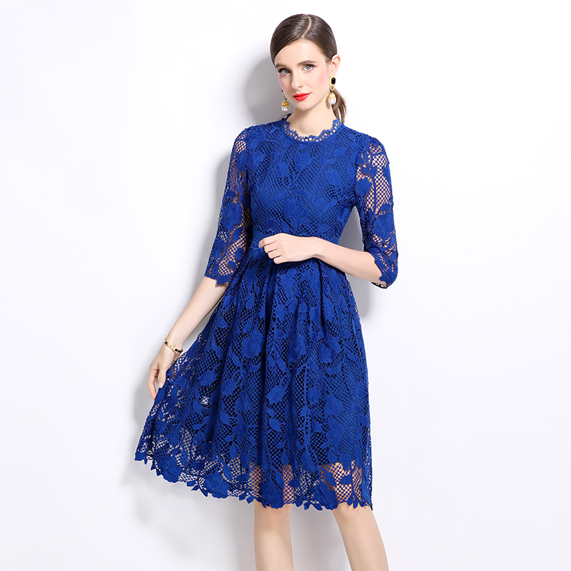 Slim long sleeve hollow lace fashion dress