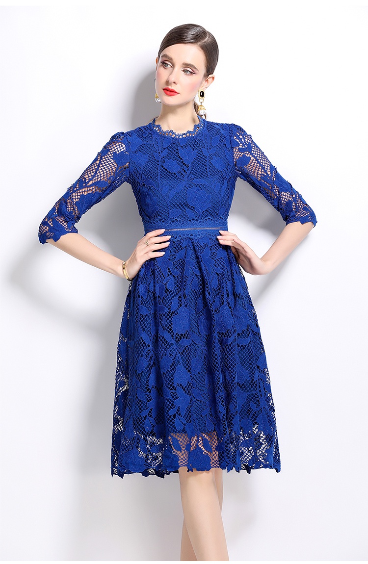 Slim long sleeve hollow lace fashion dress