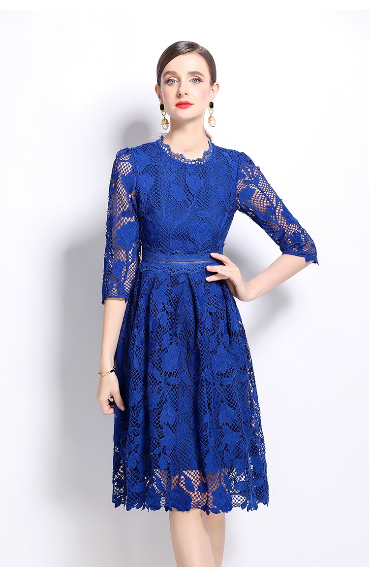 Slim long sleeve hollow lace fashion dress