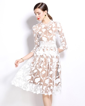 Slim long sleeve hollow lace fashion dress