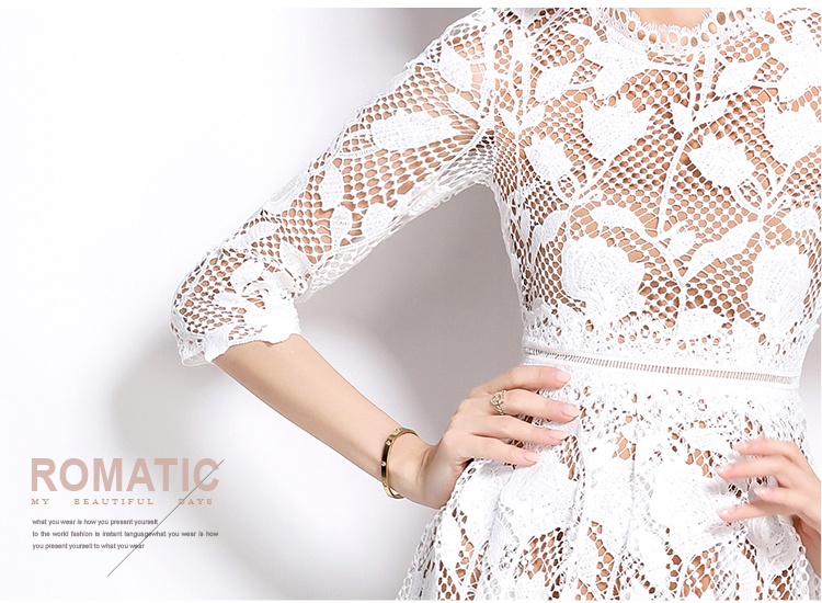 Slim long sleeve hollow lace fashion dress