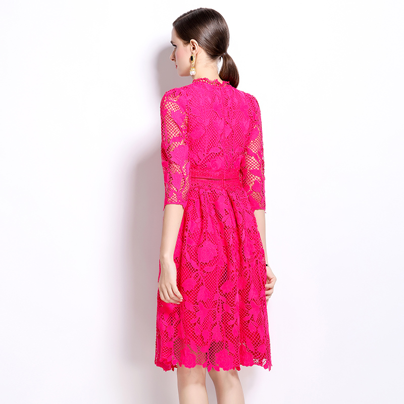 Long sleeve lace hollow fashion slim dress