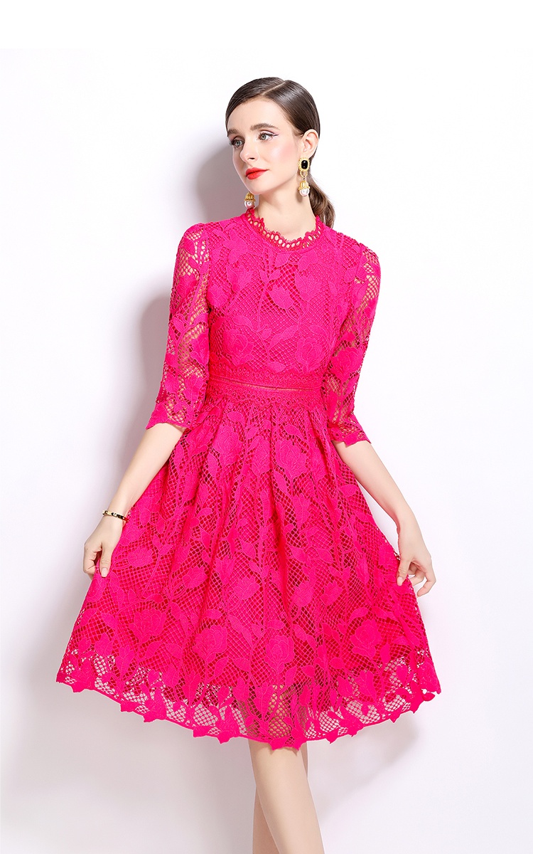 Long sleeve lace hollow fashion slim dress