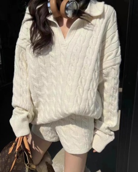 Winter pullover shorts lazy Casual sweater a set for women