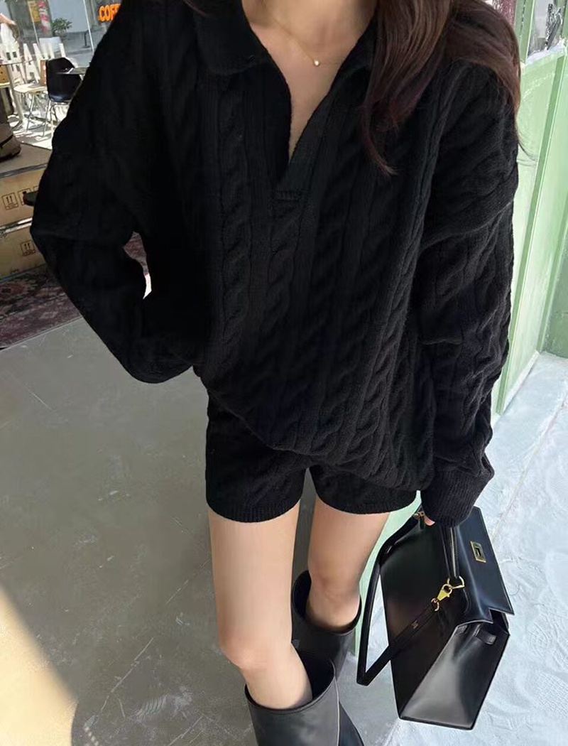 Winter pullover shorts lazy Casual sweater a set for women