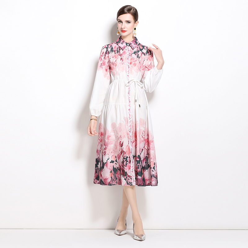 Pinched waist temperament light luxury fashion dress