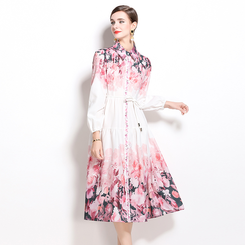 Pinched waist temperament light luxury fashion dress