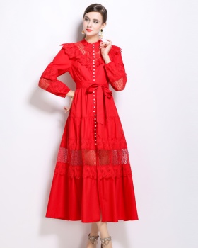 Pinched waist temperament long dress vacation niche dress