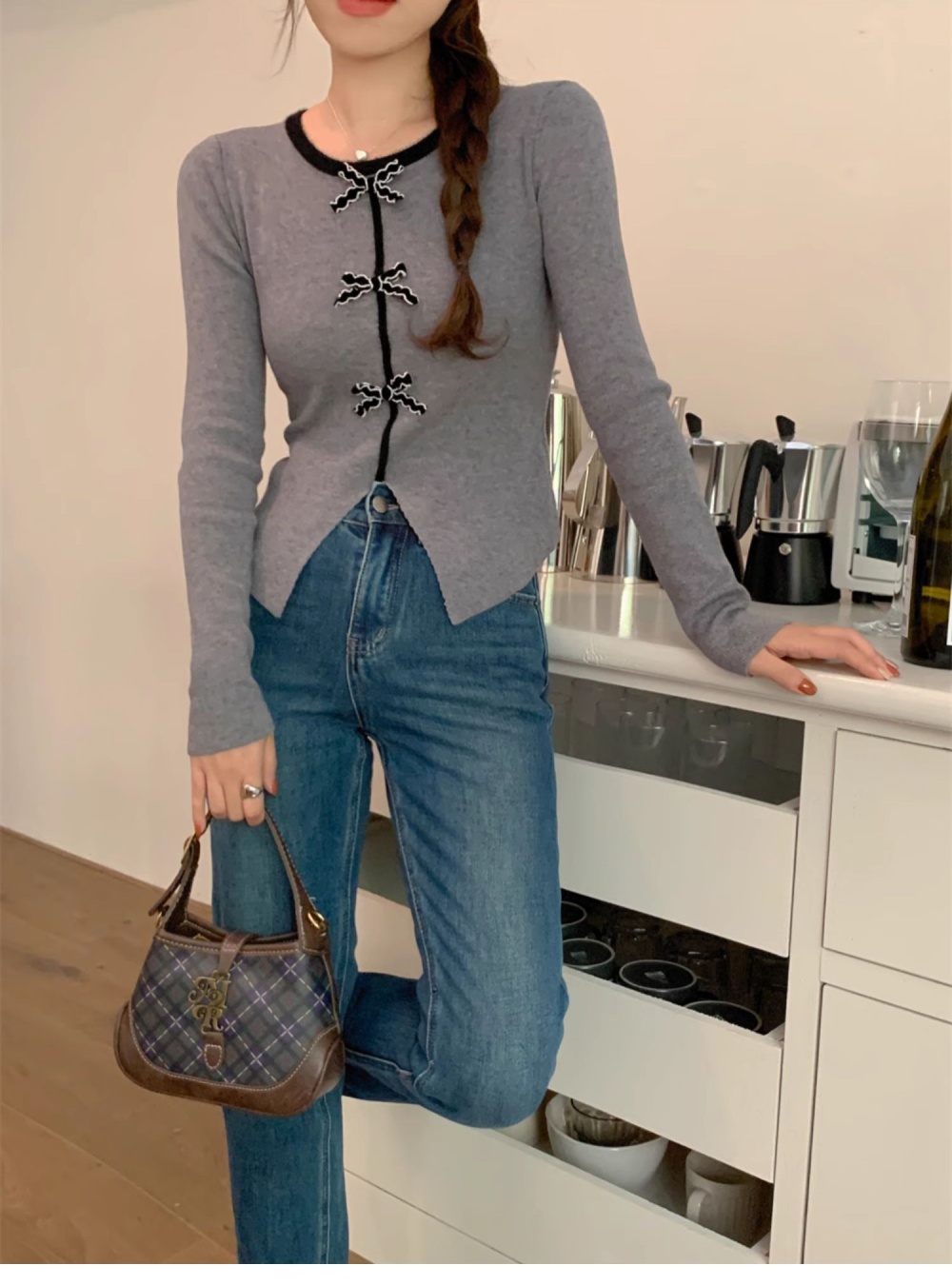 Round neck slim bottoming shirt autumn and winter sweater for women