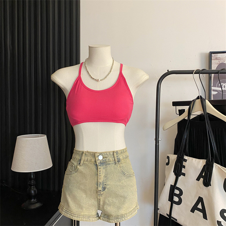 Spicegirl frenum halter vest integrated navel tops