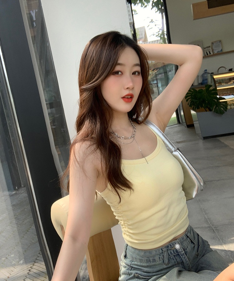 Beauty back slim bottoming vest maiden wears outside short tops