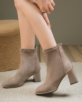 Thick short boots high-heeled half Boots for women