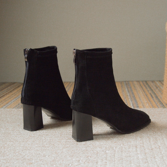 Thick short boots high-heeled half Boots for women