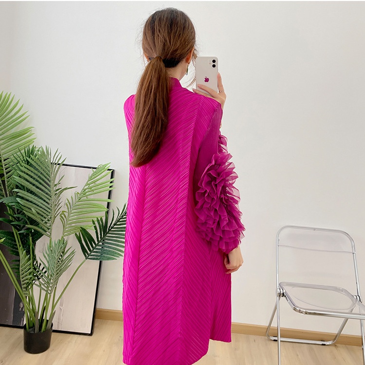 Embroidery long dress fold dress for women