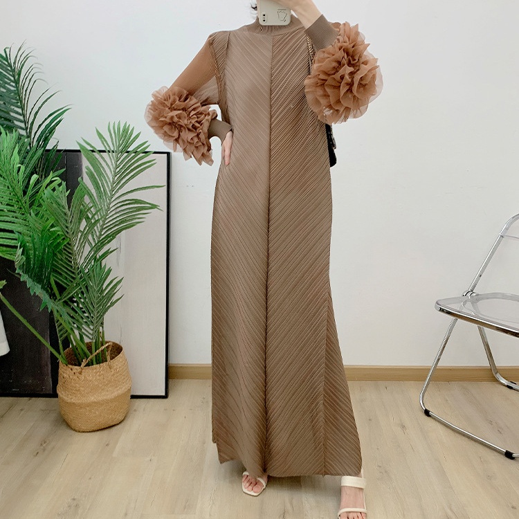 Crimp spring and summer long loose pure dress