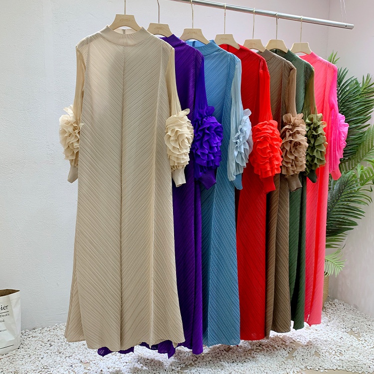 Crimp spring and summer long loose pure dress