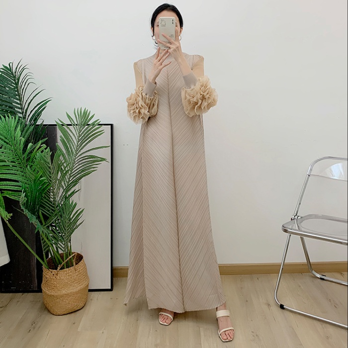 Crimp spring and summer long loose pure dress