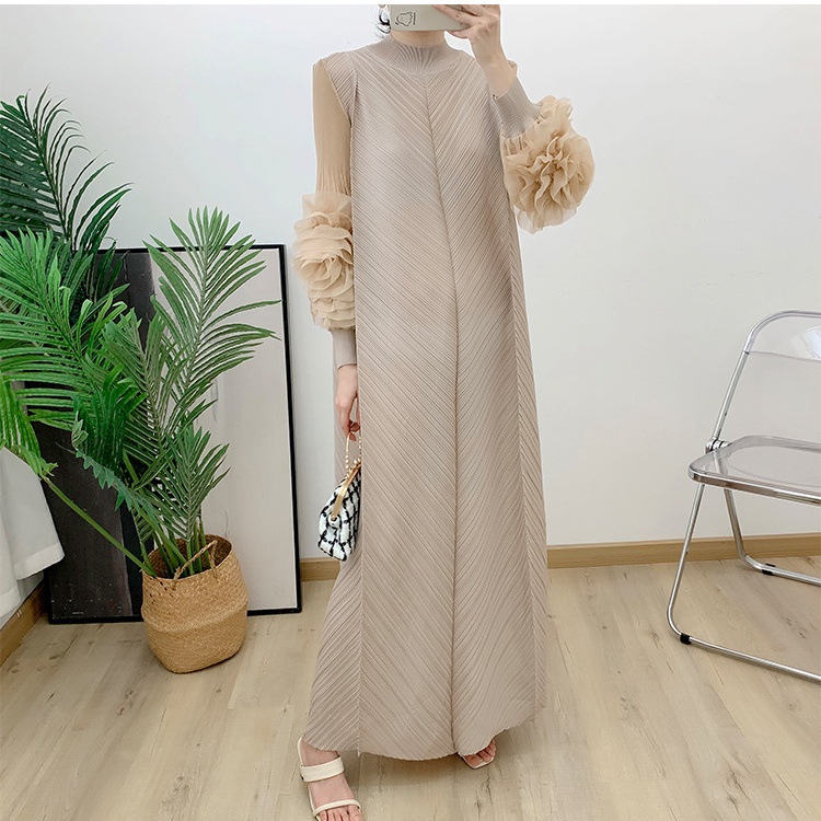 Crimp spring and summer long loose pure dress