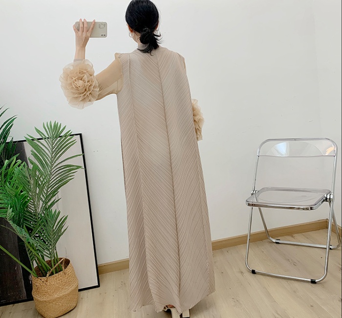 Crimp spring and summer long loose pure dress