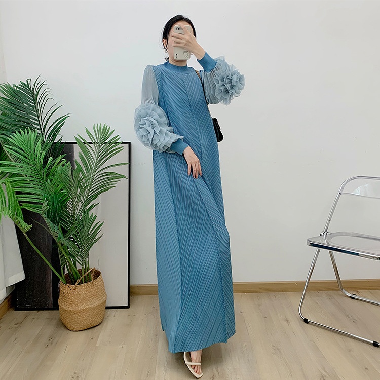 Crimp spring and summer long loose pure dress