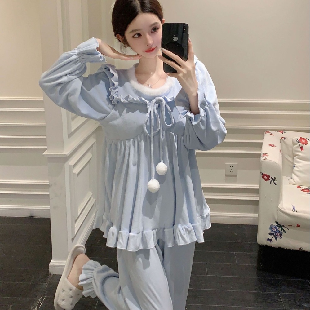 At home houndstooth autumn and winter maiden pajamas